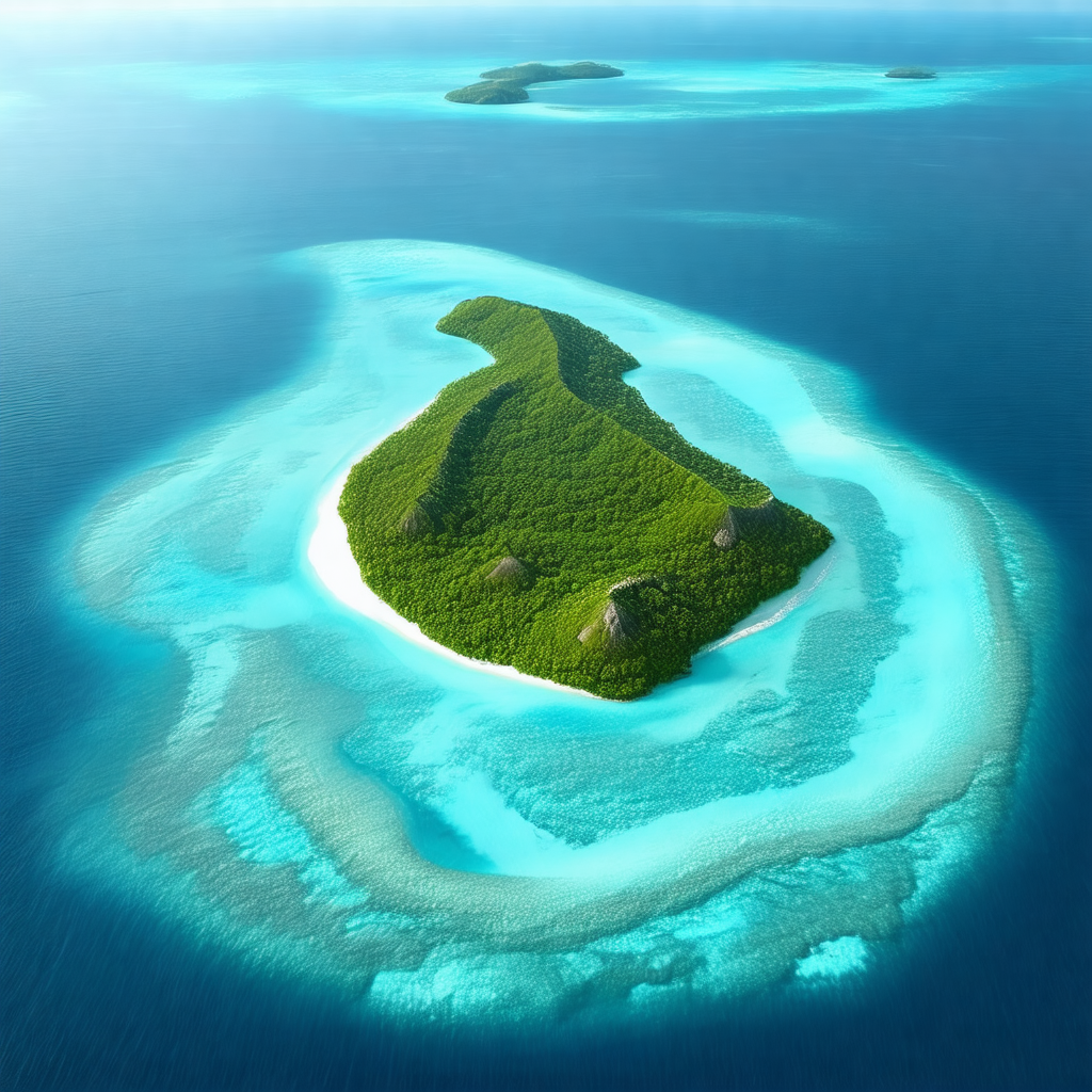 Beautiful tropical island with a lush green landscape