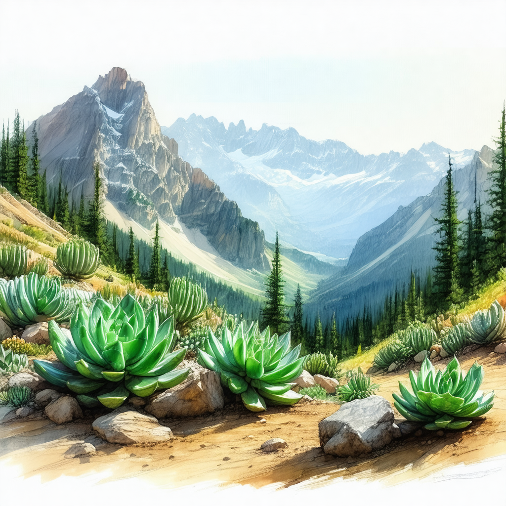 Beautiful mountain landscape with a rocky terrain and a l...