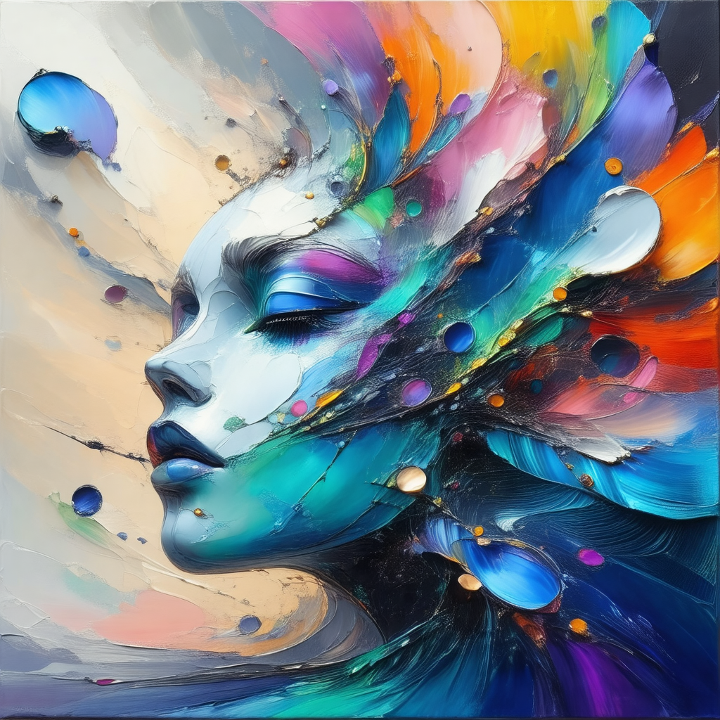 Woman with a colorful and abstract face