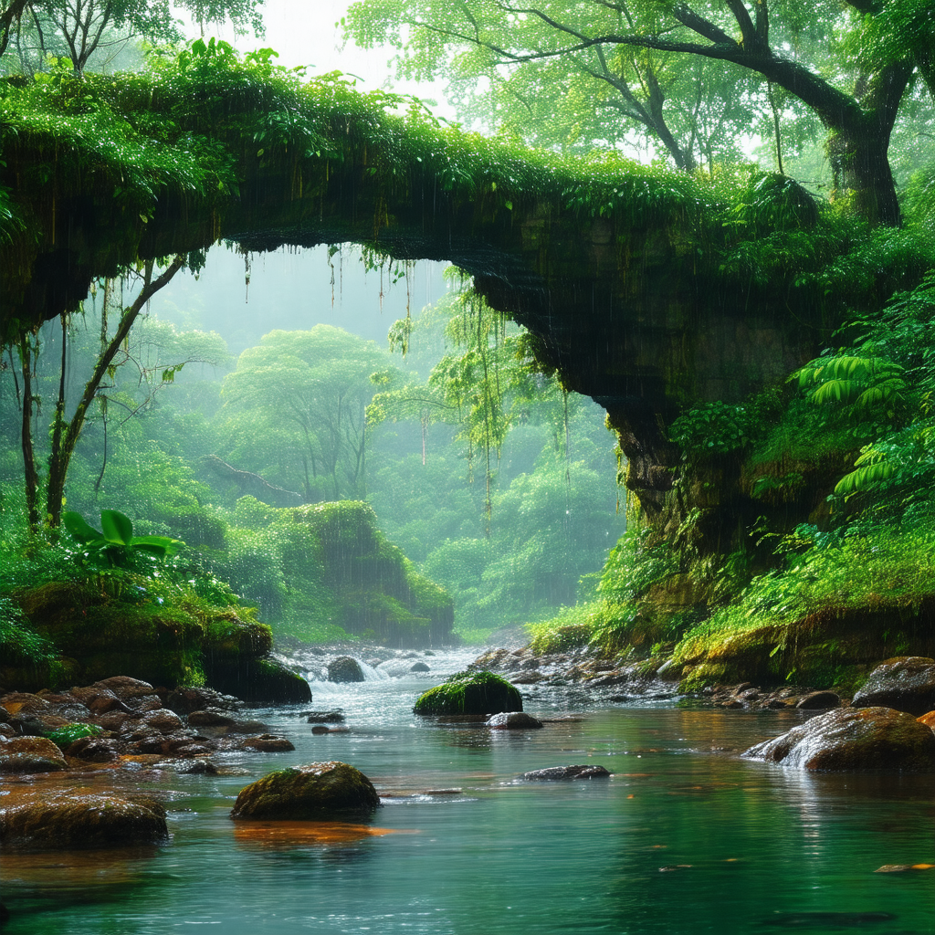 Beautiful waterfall surrounded by lush greenery