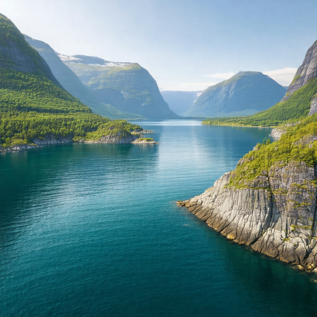 Large body of water with a beautiful mountain range in th...
