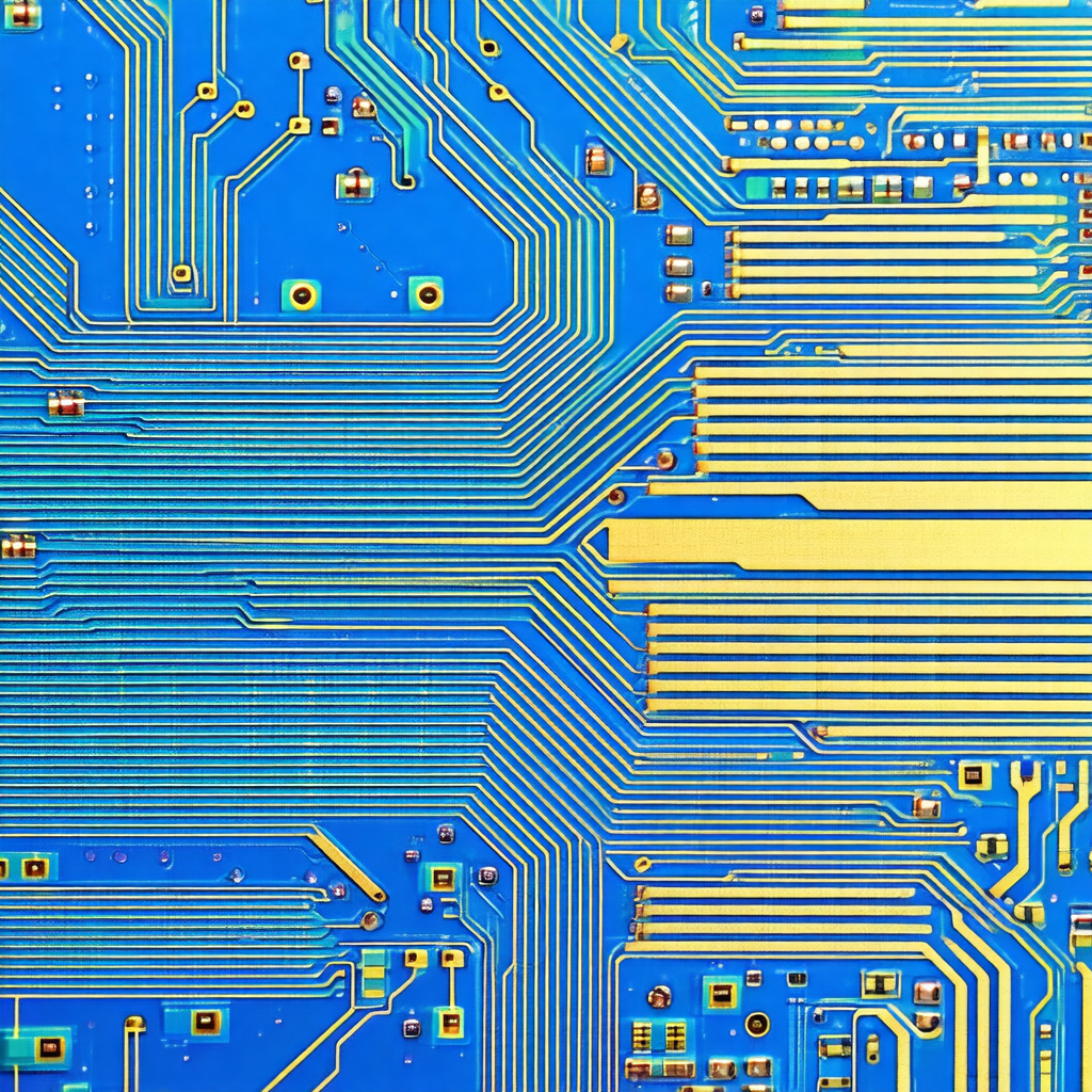 Close-up of a computer circuit board with a blue background