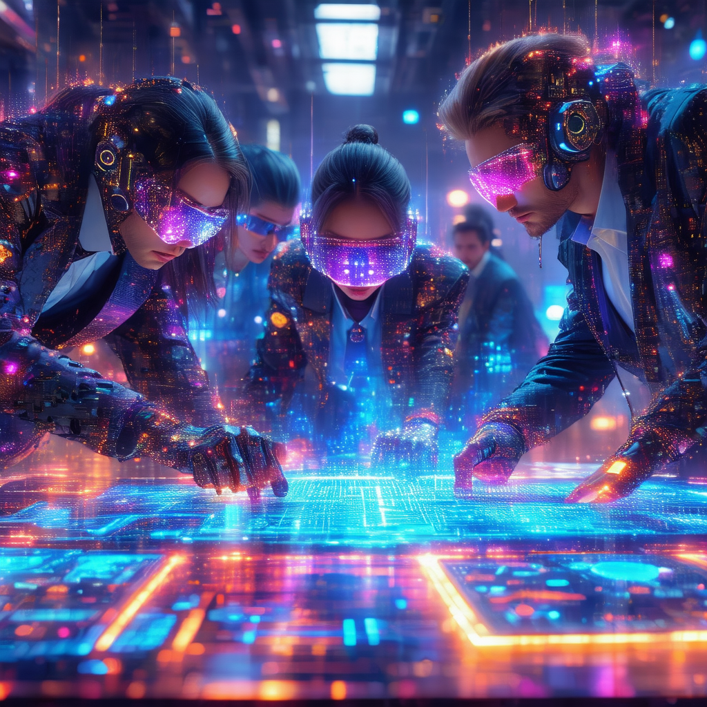 Group of people is gathered around a large table, all wea...