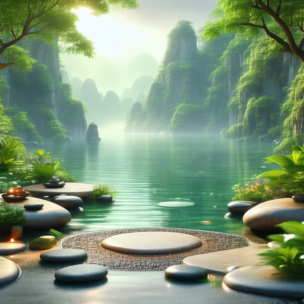 Serene scene of a lake surrounded by lush green trees