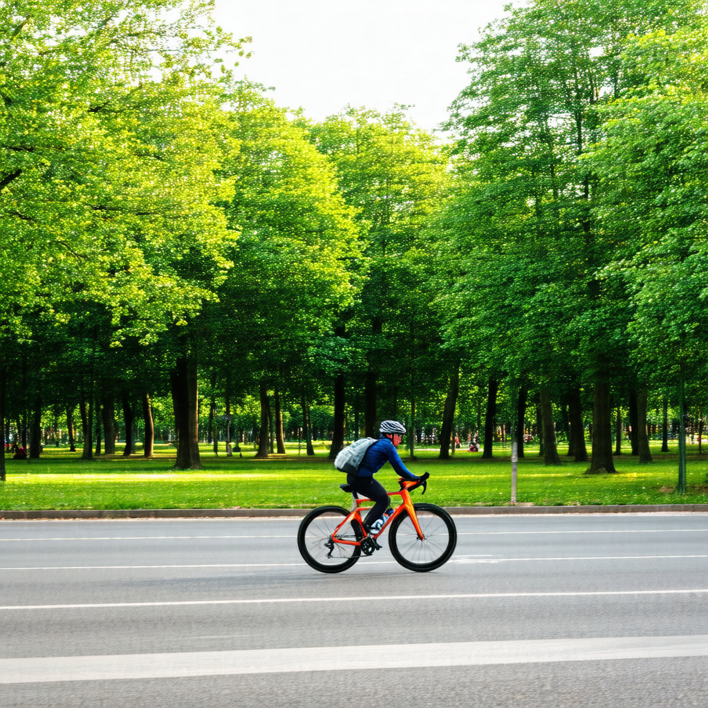 Man riding a bicycle down a street