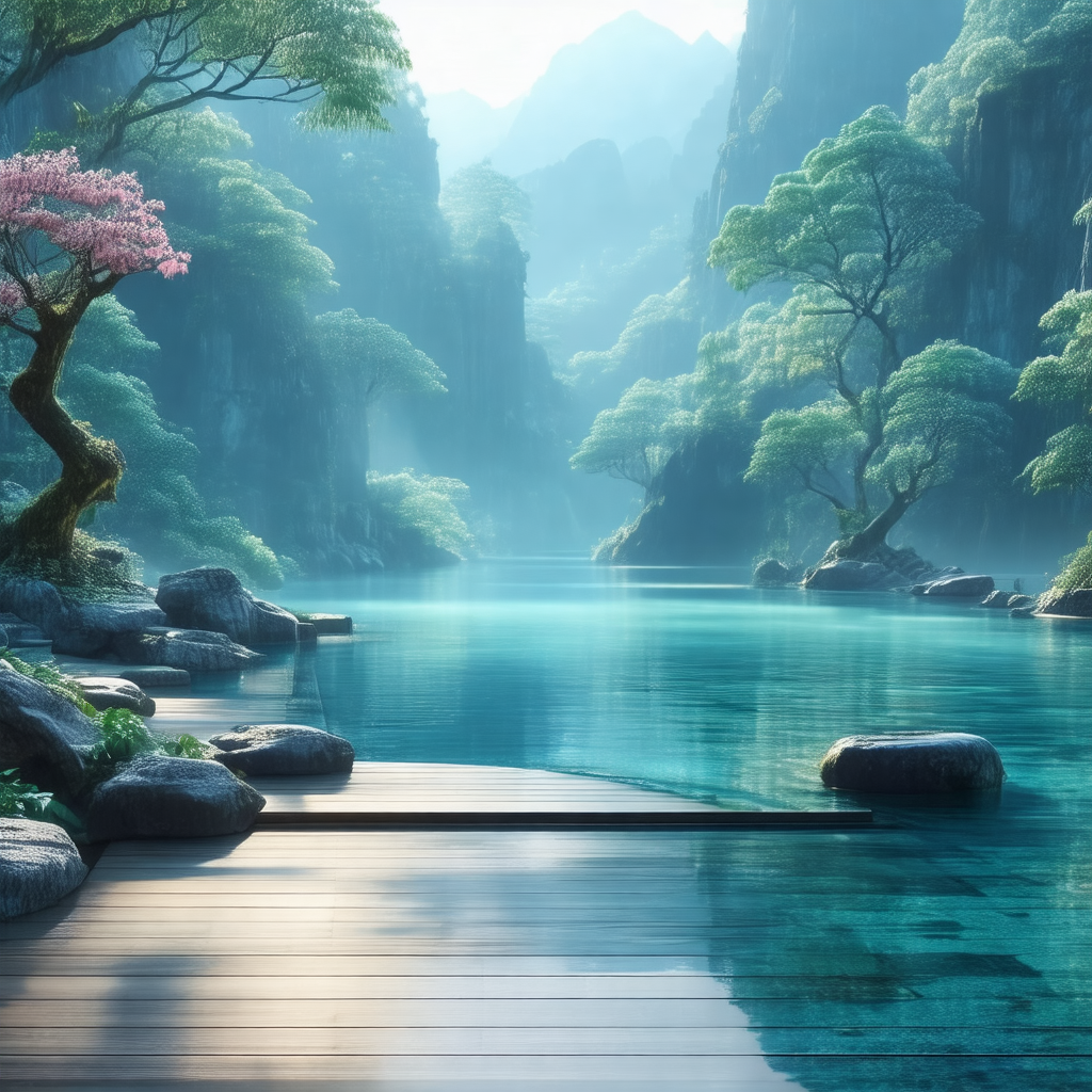 Beautifully drawn watercolor painting of a serene lake su...
