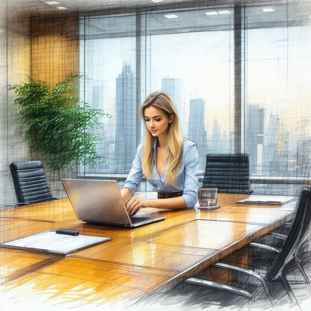 Woman sitting at a desk in an office setting