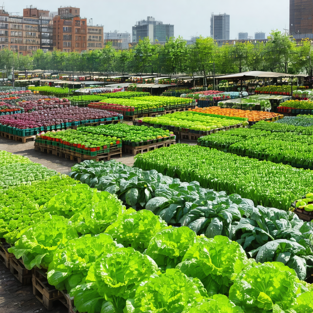 Large outdoor market filled with a variety of fresh veget...