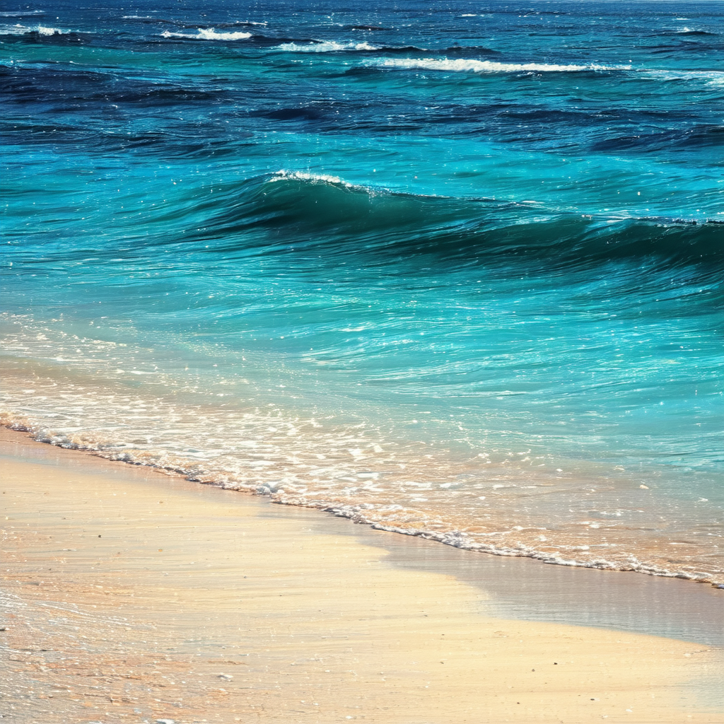 Beautiful beach scene with a large body of water, likely ...