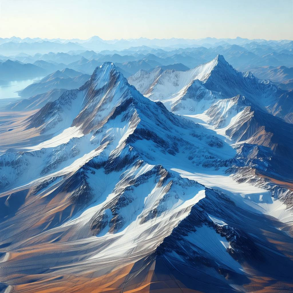 Showcases a breathtaking view of a snow-covered mountain ...
