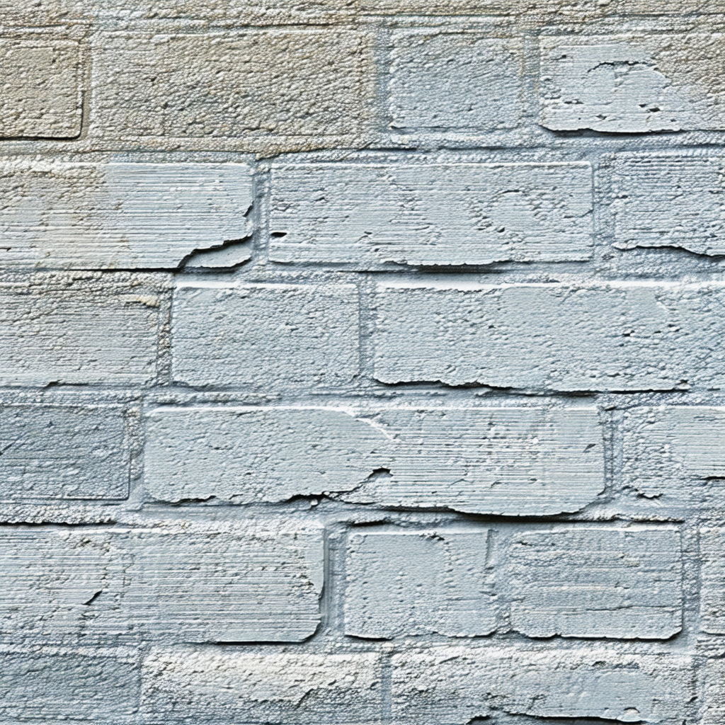 Large, old brick wall with a blue tint