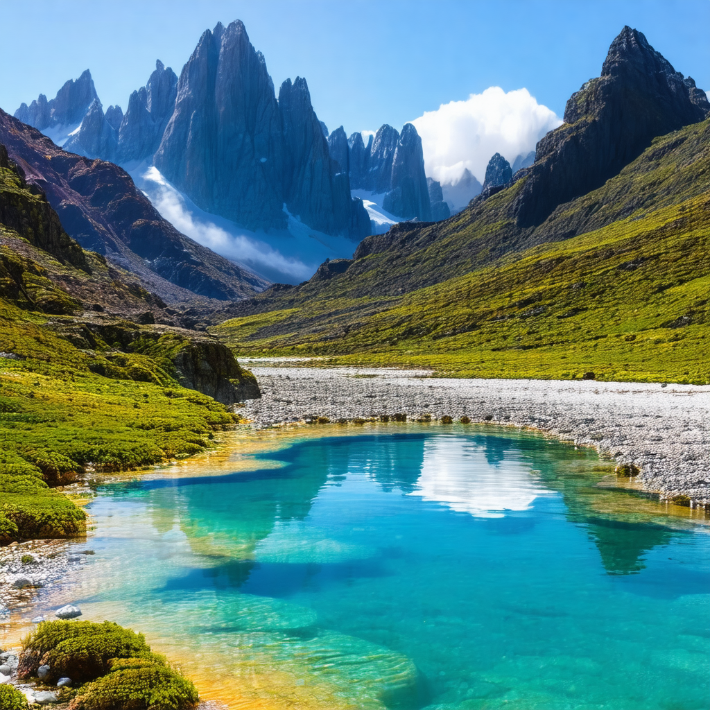 Beautiful mountain lake surrounded by a lush green forest