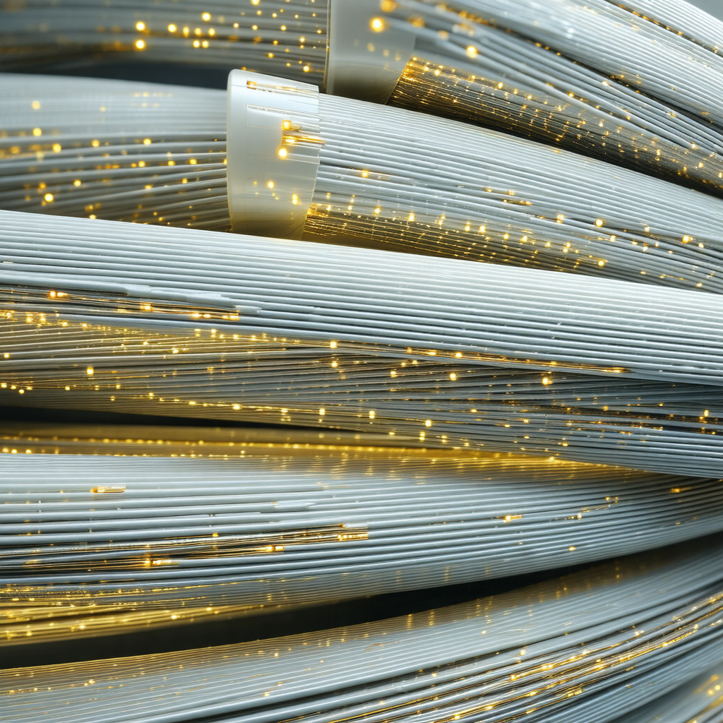 Large pile of white wires, which are illuminated by a bri...