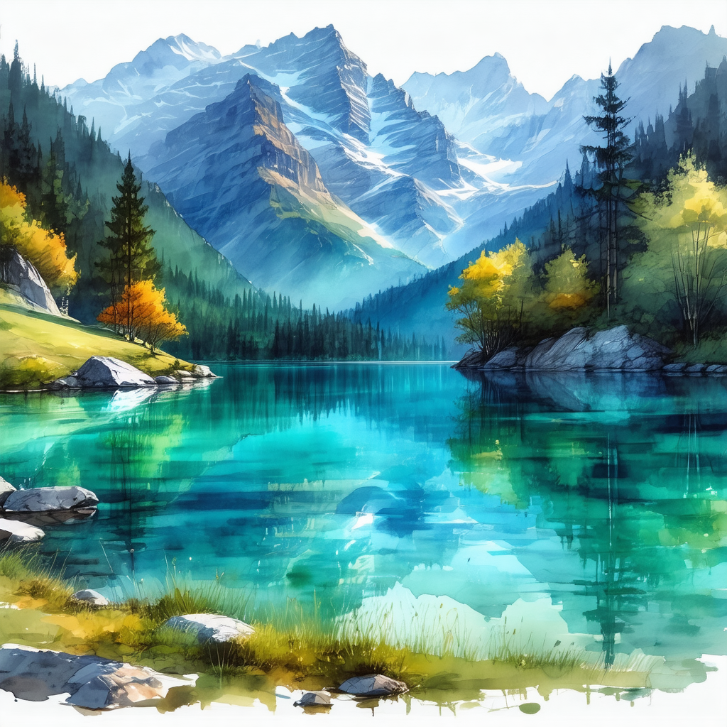 Serene mountain lake surrounded by a lush green forest