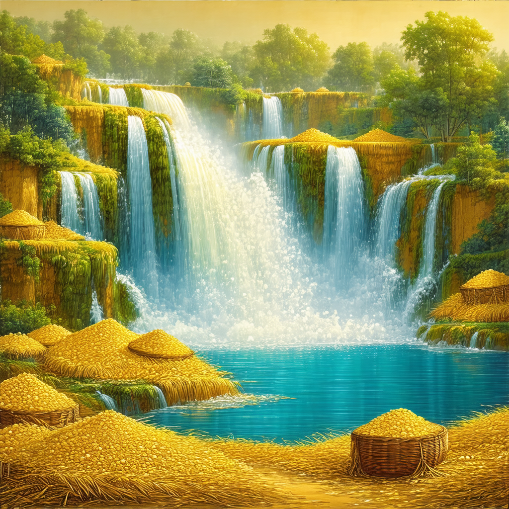 Beautiful waterfall surrounded by lush greenery