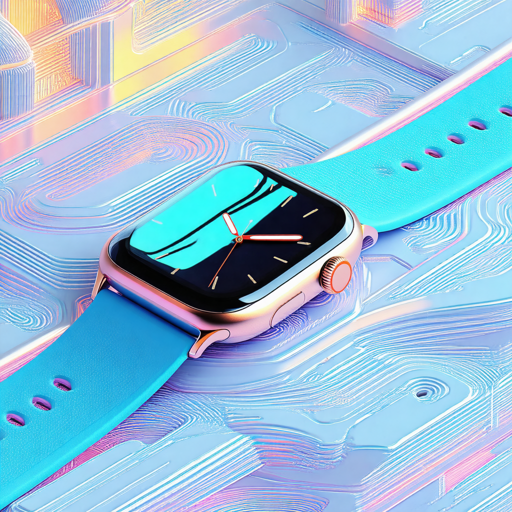 Close-up of a watch on a blue strap