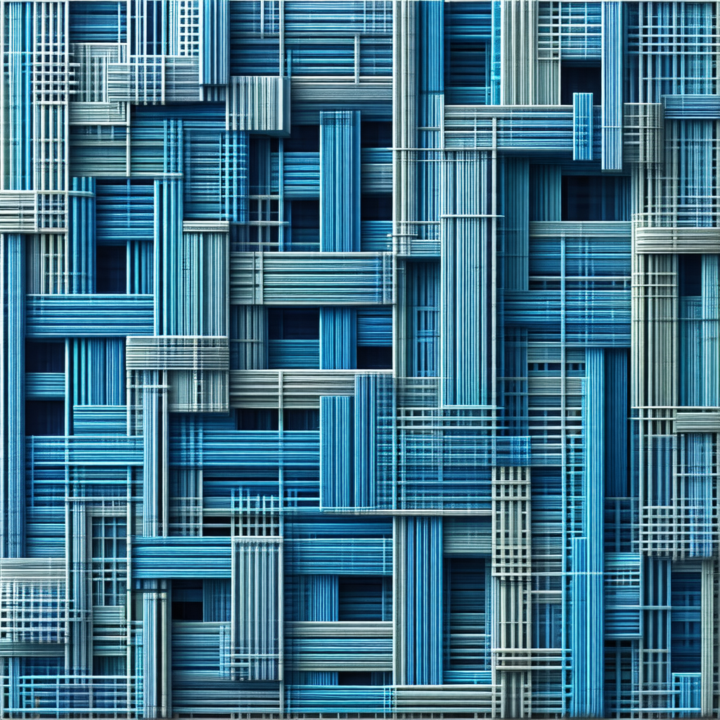 Blue and white abstract art piece, featuring a large numb...