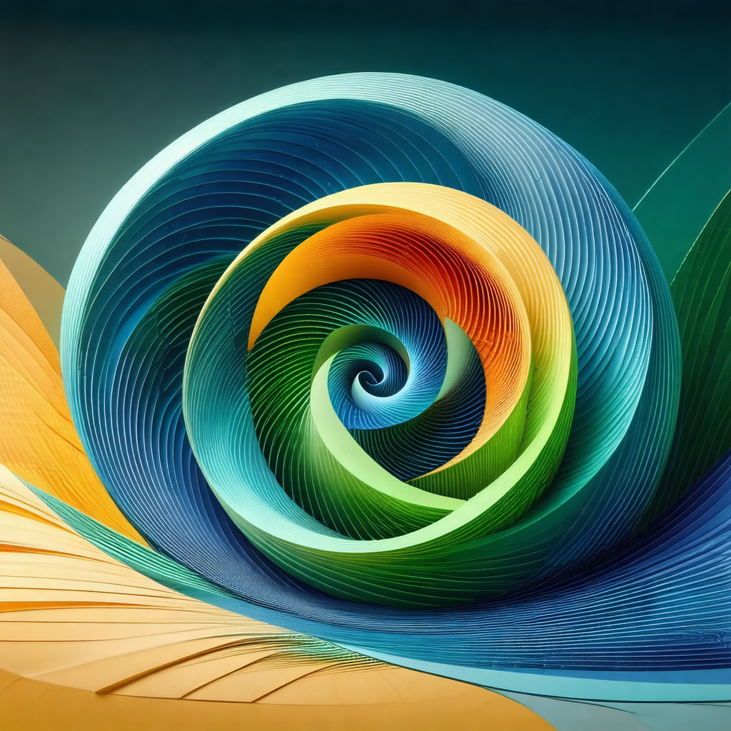 Spiral design made of paper, with a variety of colors inc...