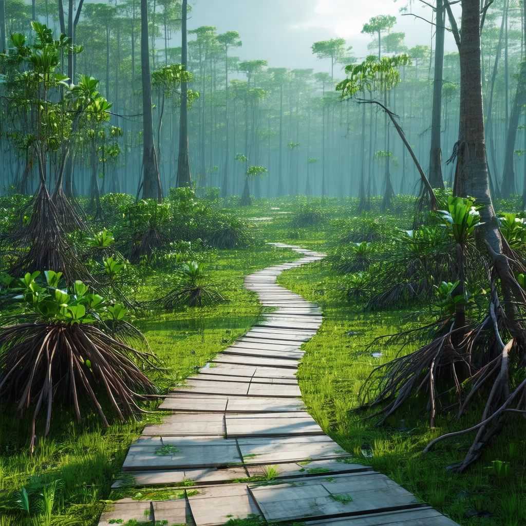 Pathway through a lush green forest