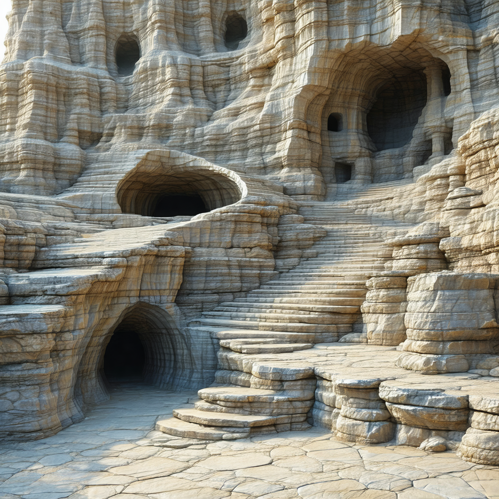 Large, intricately carved stone structure, possibly a cas...