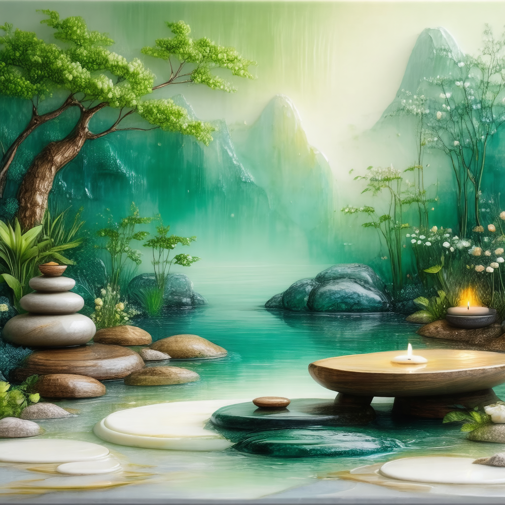 Serene scene of a small pond surrounded by rocks and trees