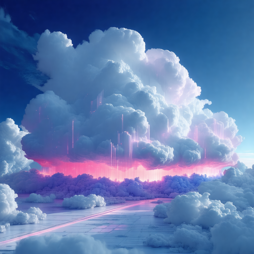 Large, colorful cloud with a pink and purple hue