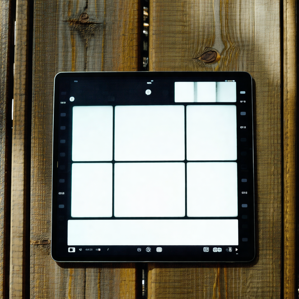Tablet computer with a white screen, placed on a wooden s...