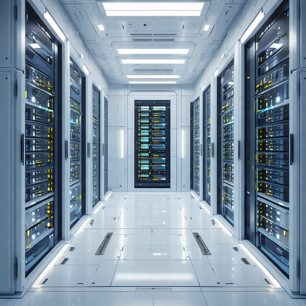 Large, well-lit room filled with rows of computer servers