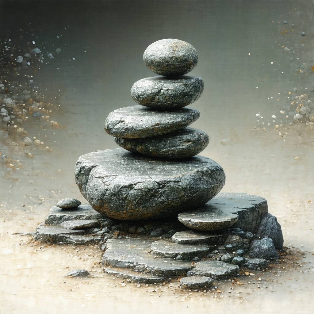 Large rock formation, resembling a stack of stones, with ...