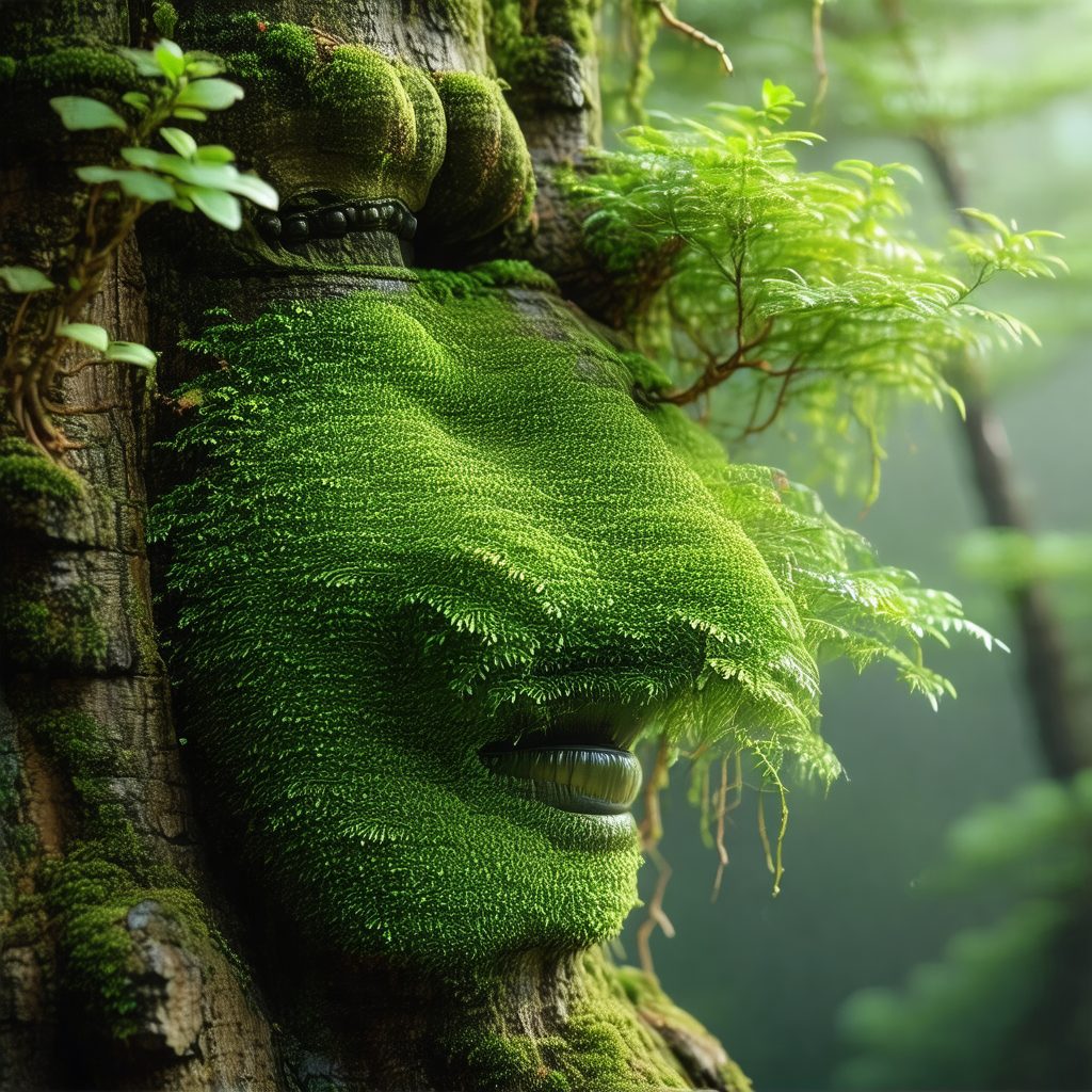 Large tree with a face carved out of its trunk