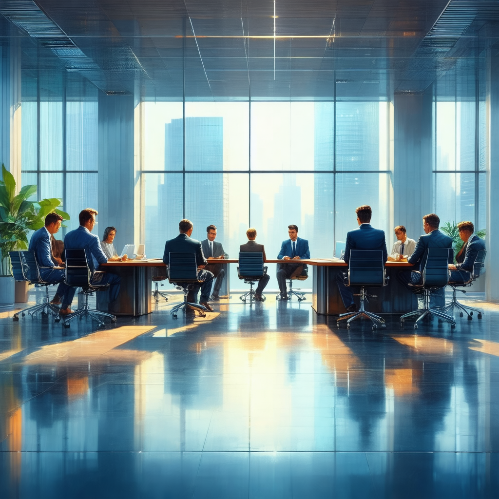 Group of people gathered in a conference room, sitting ar...