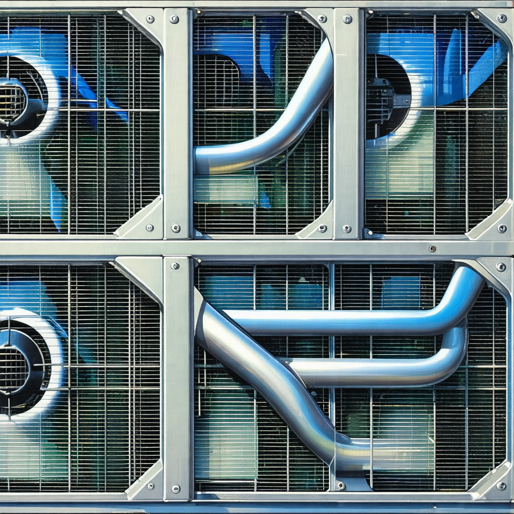 Large metal structure with multiple pipes and tubes