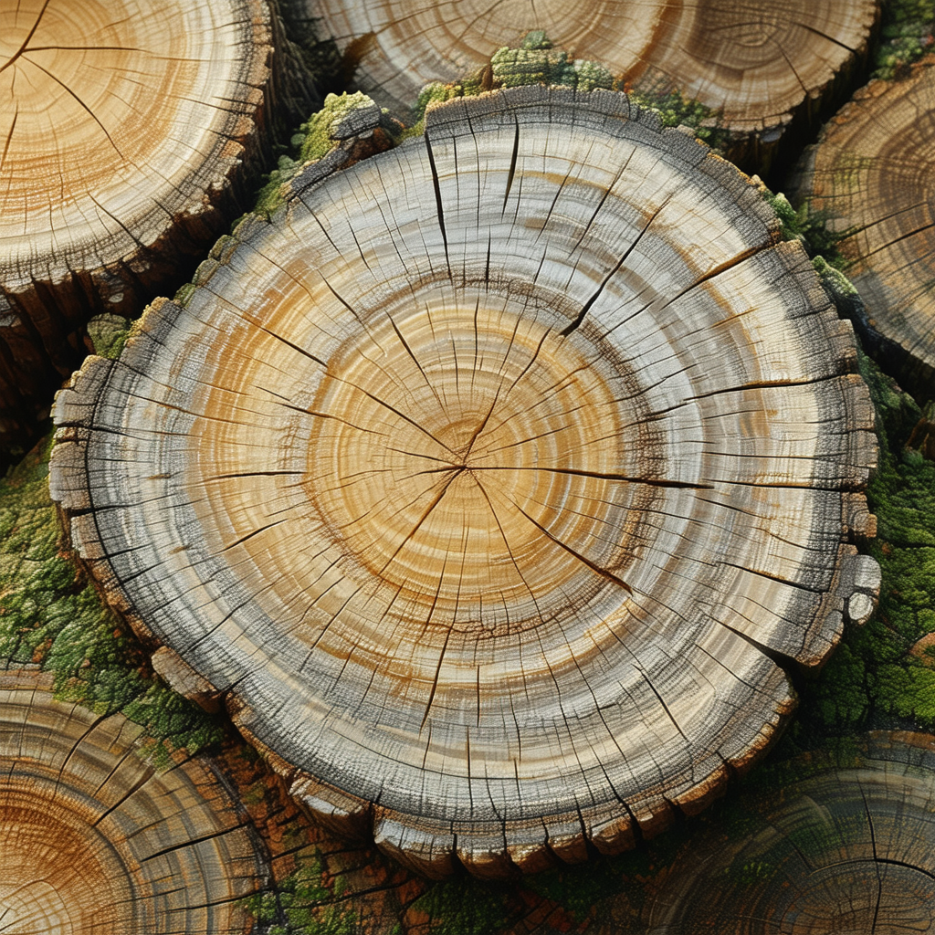 Large tree trunk with a distinctive spiral pattern, likel...