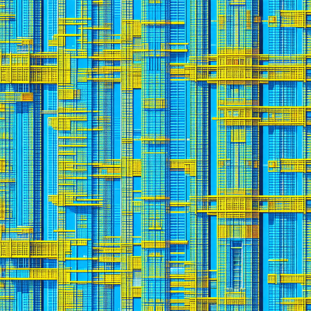 Blue and yellow patterned wallpaper with a yellow and blu...