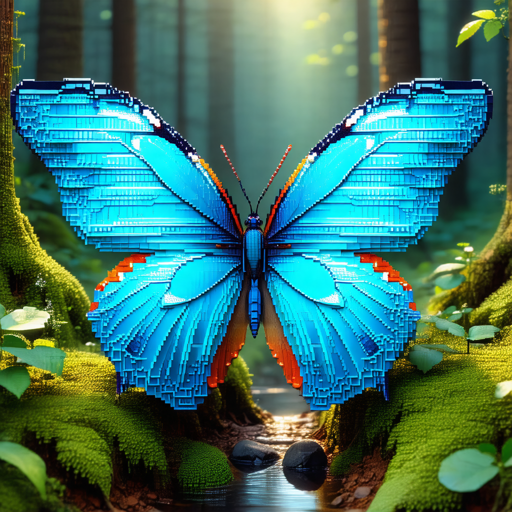Beautiful blue butterfly with orange wings, perched on a ...