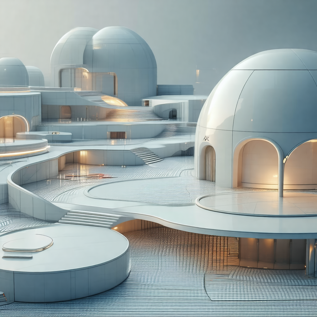 Computer-generated (cgi) rendering of a futuristic city w...