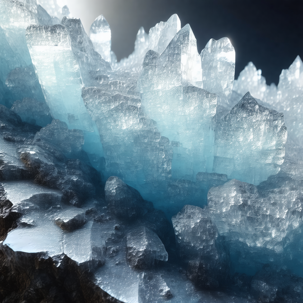 Large, blue, and white ice formation, possibly a glacier ...