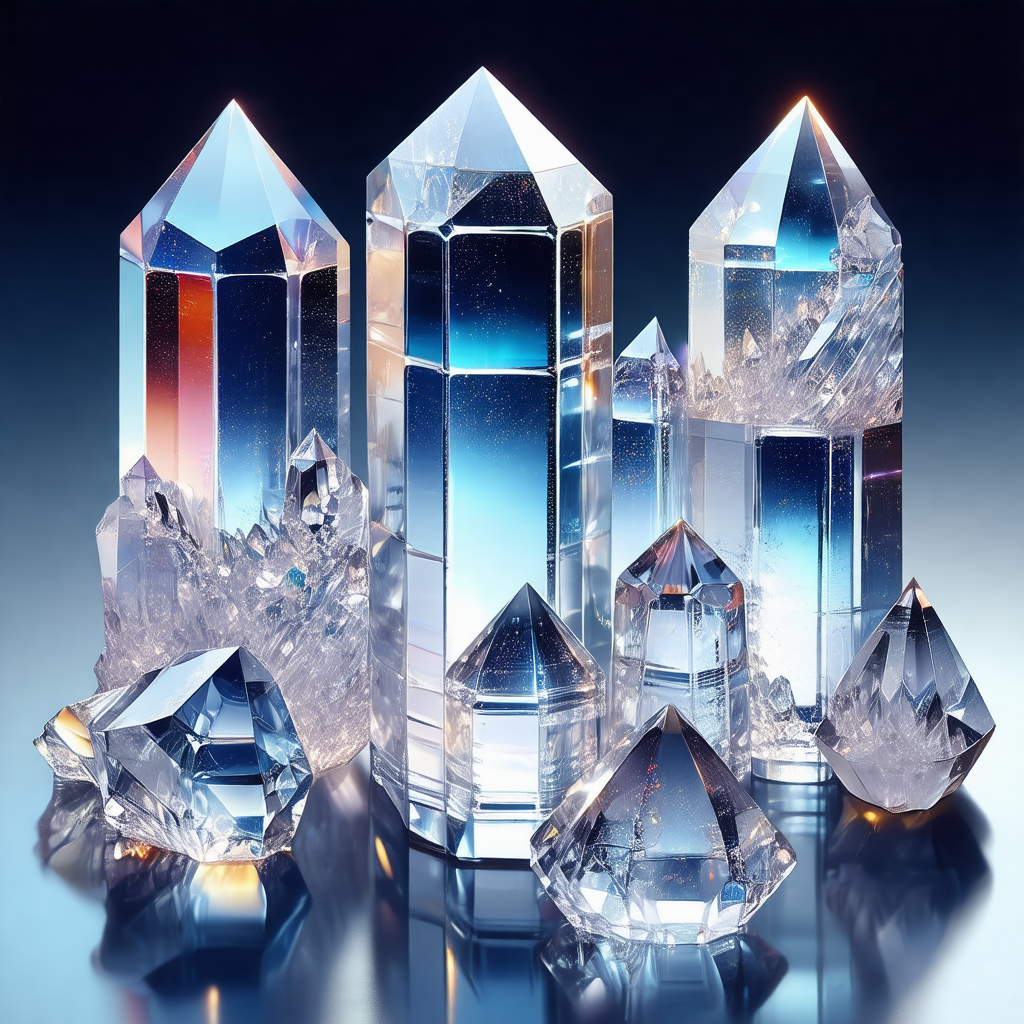 Group of crystal-clear glass orbs, each with a unique sha...