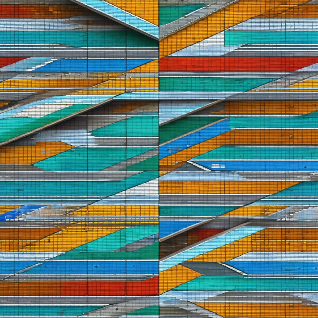 Large, colorful building with a unique design