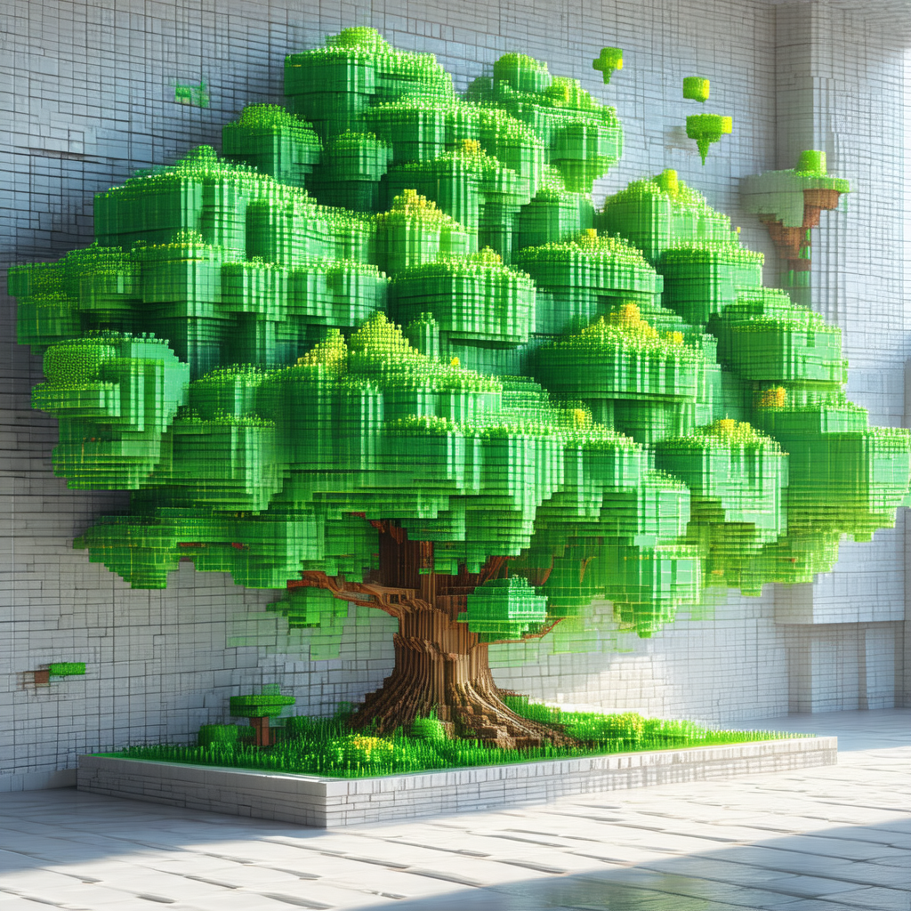 Large, green tree made out of legos