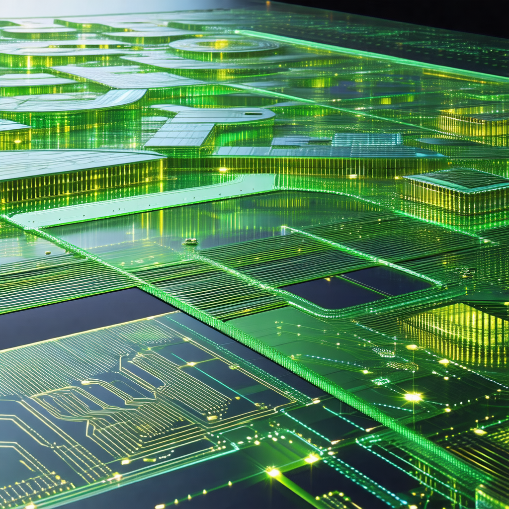 Close-up of a green circuit board with a lot of wires and...