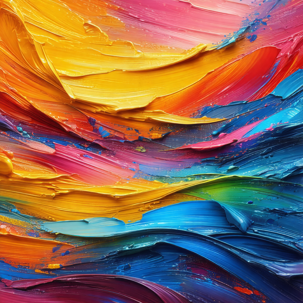 Close-up of a painting in progress, featuring a colorful ...