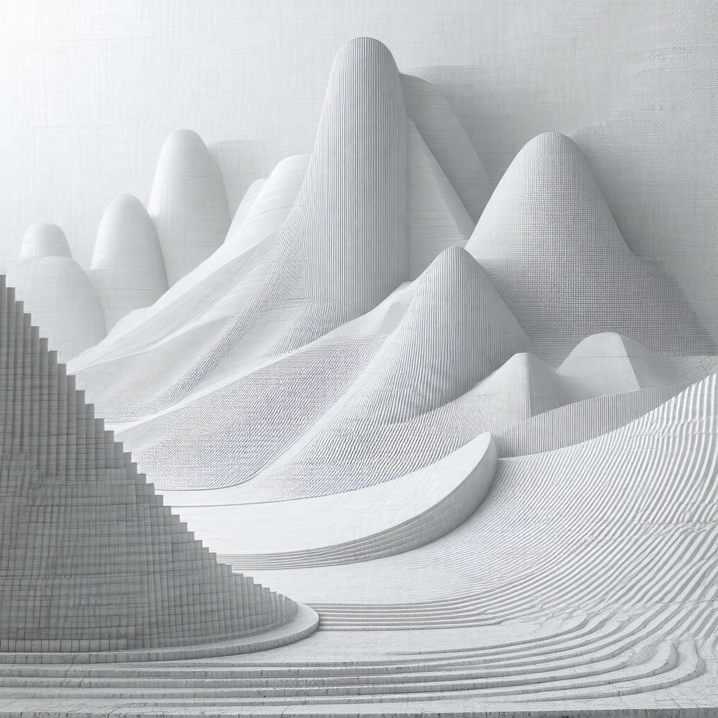 Large white mountain with a series of peaks and valleys