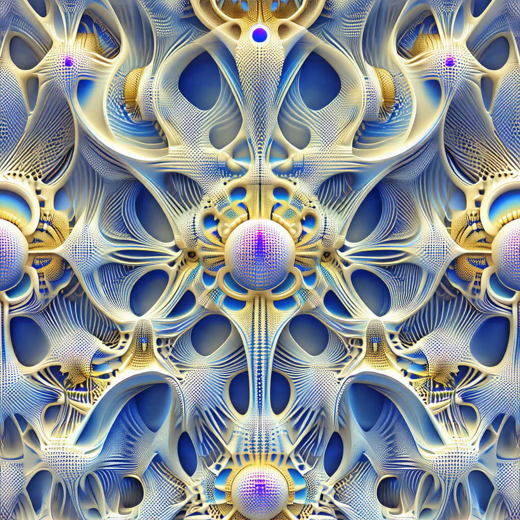 Blue and yellow artistic design with a central focus on a...