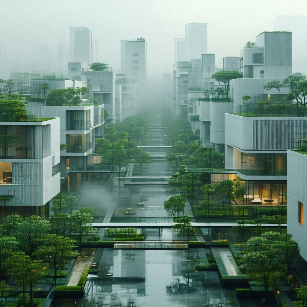 Futuristic city with a large number of skyscrapers