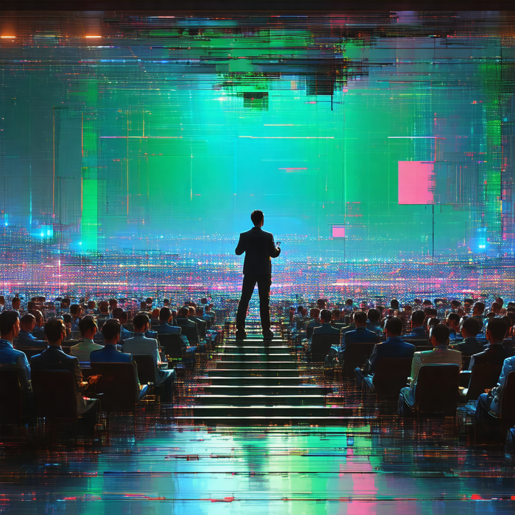 Man standing in front of a large crowd of people
