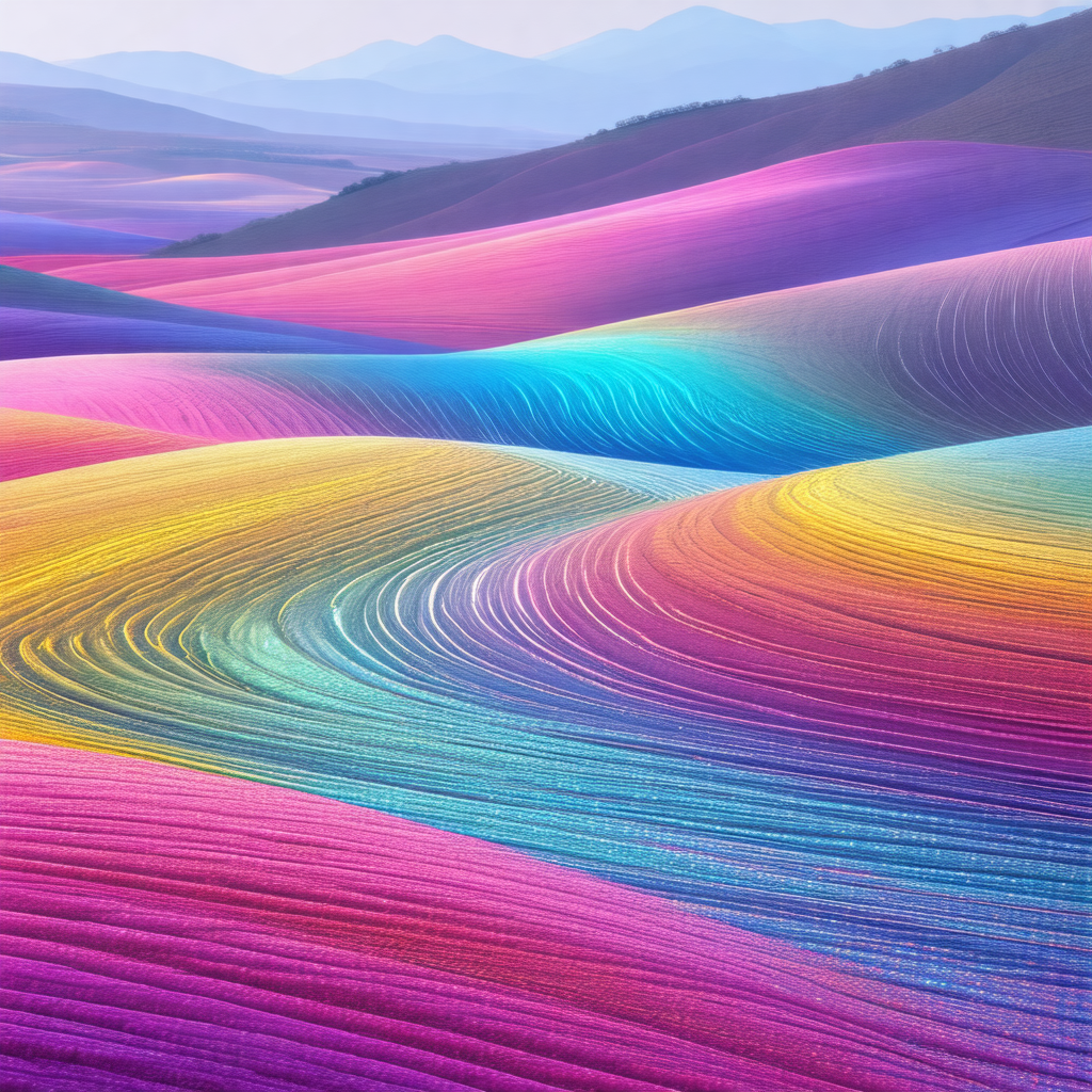 Beautiful landscape with a rainbow-colored hillside
