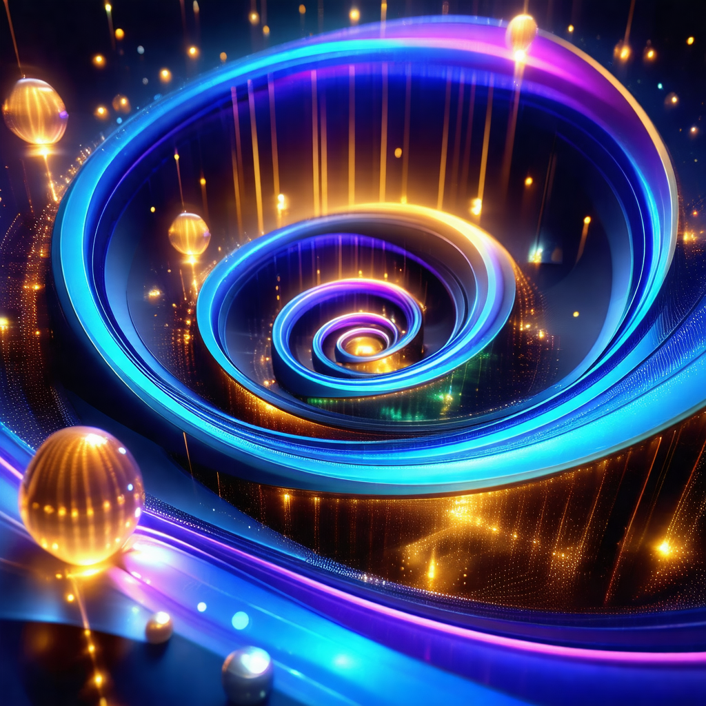 Spiral-shaped structure with a blue and purple color scheme