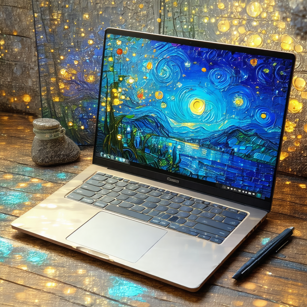 Laptop computer sitting on a wooden desk