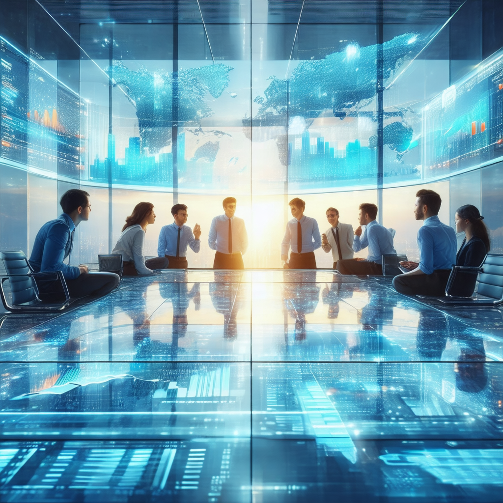 Group of people gathered in a conference room, engaged in...